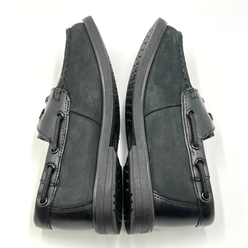 Florsheim‎ Boys Size 1.5 Black Nubuck Leather Penny Loafers Dress Boat Shoes